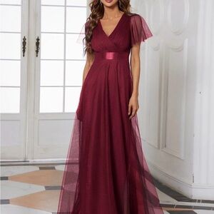 Ever Pretty Burgundy Evening Gown